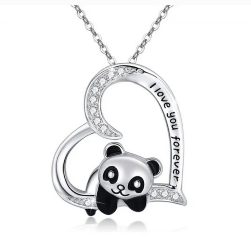 Silver Panda Necklace  16-18"inch chain. Cute gift for Panda Bear lovers NEW NWT
